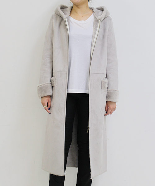 robbem(ロベム)の「【robbem】フェイクムートンコート(ムートンコート・レディース・グレー/ネイビー・40/38)」の3枚目の写真