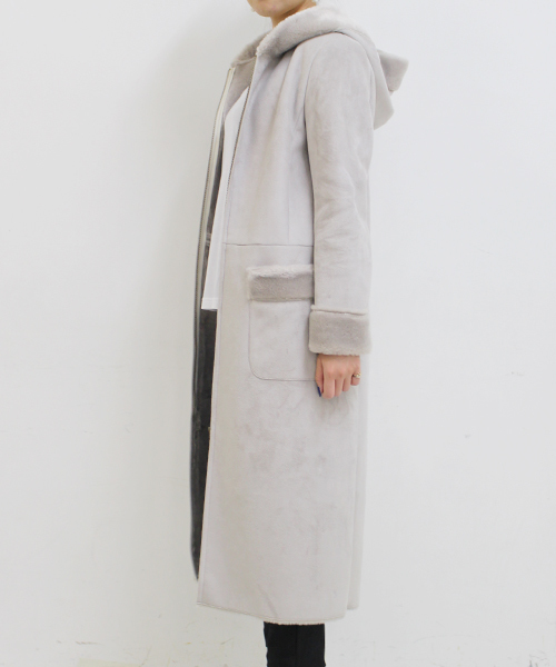 robbem(ロベム)の「【robbem】フェイクムートンコート(ムートンコート・レディース・グレー/ネイビー・40/38)」の4枚目の写真