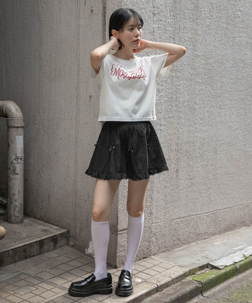 MAZZZZY(マジ―)の「MAZZZZY/リボンロゴT(Tシャツ/カットソー・レディース・ホワイト/ブラック・FREE)」の11枚目の写真