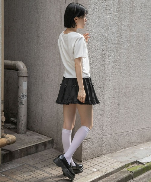 MAZZZZY(マジ―)の「MAZZZZY/リボンロゴT(Tシャツ/カットソー・レディース・ホワイト/ブラック・FREE)」の13枚目の写真