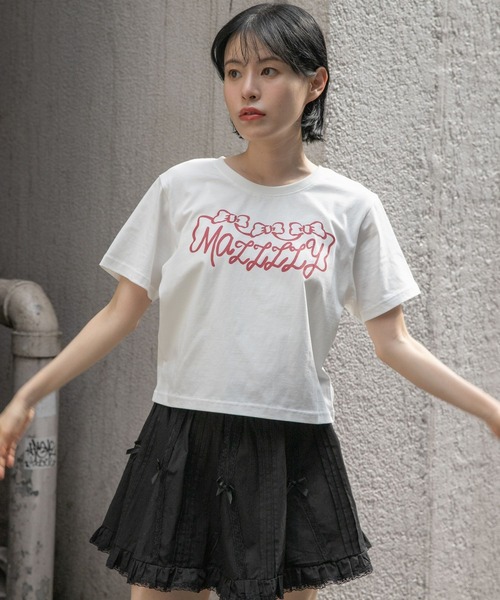 MAZZZZY(マジ―)の「MAZZZZY/リボンロゴT(Tシャツ/カットソー・レディース・ホワイト/ブラック・FREE)」の14枚目の写真