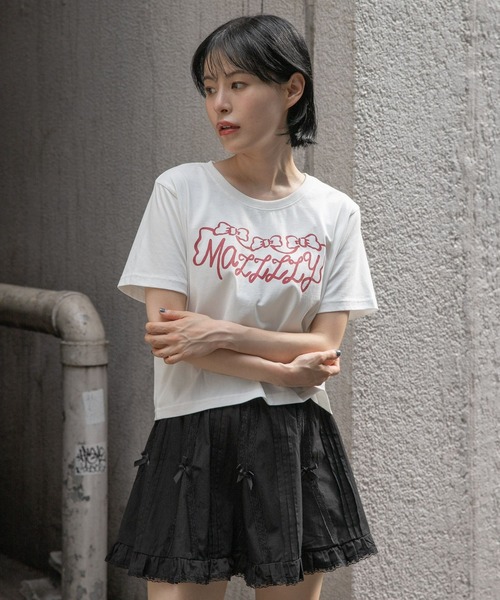 MAZZZZY(マジ―)の「MAZZZZY/リボンロゴT(Tシャツ/カットソー・レディース・ホワイト/ブラック・FREE)」の15枚目の写真