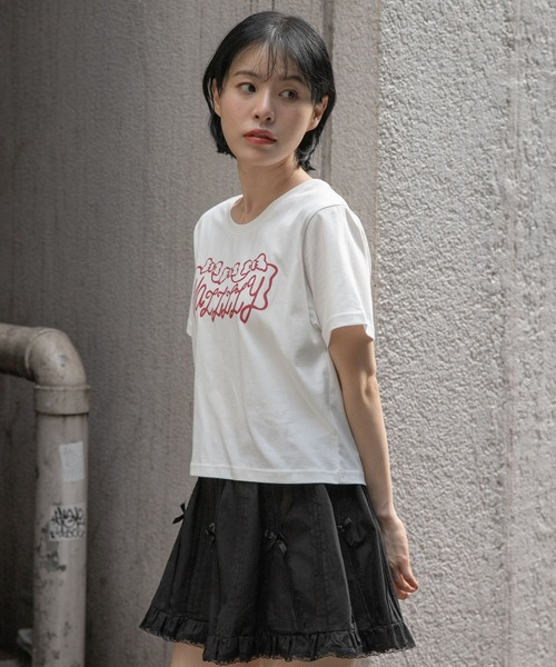 MAZZZZY(マジ―)の「MAZZZZY/リボンロゴT(Tシャツ/カットソー・レディース・ホワイト/ブラック・FREE)」の16枚目の写真