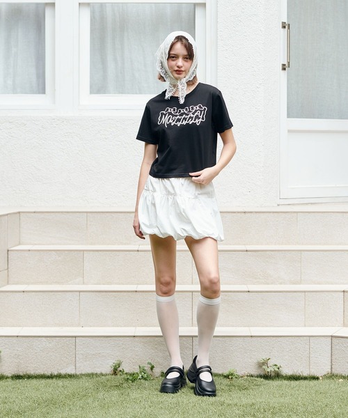 MAZZZZY(マジ―)の「MAZZZZY/リボンロゴT(Tシャツ/カットソー・レディース・ホワイト/ブラック・FREE)」の17枚目の写真