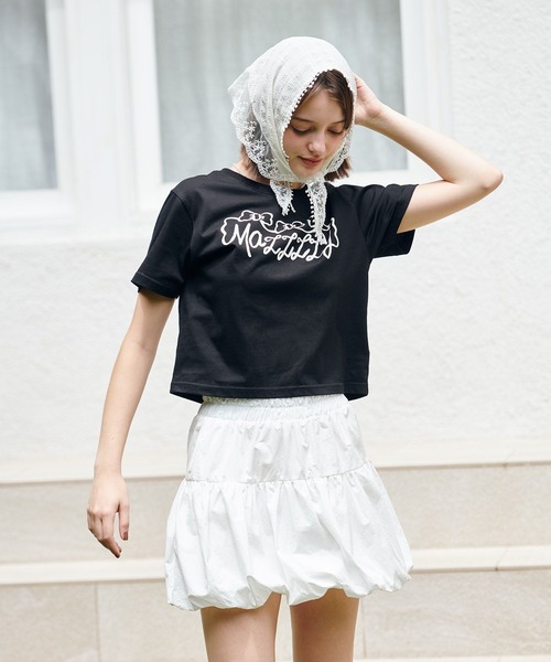 MAZZZZY(マジ―)の「MAZZZZY/リボンロゴT(Tシャツ/カットソー・レディース・ホワイト/ブラック・FREE)」の19枚目の写真