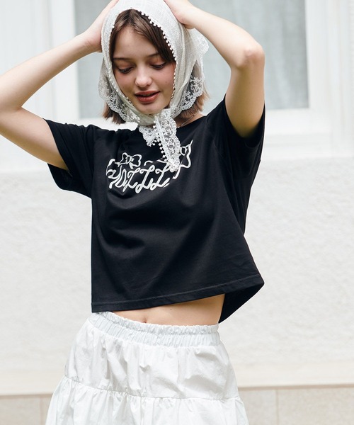 MAZZZZY(マジ―)の「MAZZZZY/リボンロゴT(Tシャツ/カットソー・レディース・ホワイト/ブラック・FREE)」の22枚目の写真