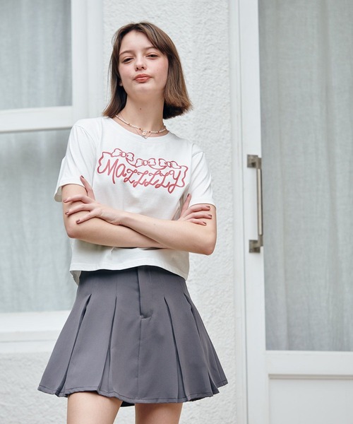 MAZZZZY(マジ―)の「MAZZZZY/リボンロゴT(Tシャツ/カットソー・レディース・ホワイト/ブラック・FREE)」の6枚目の写真
