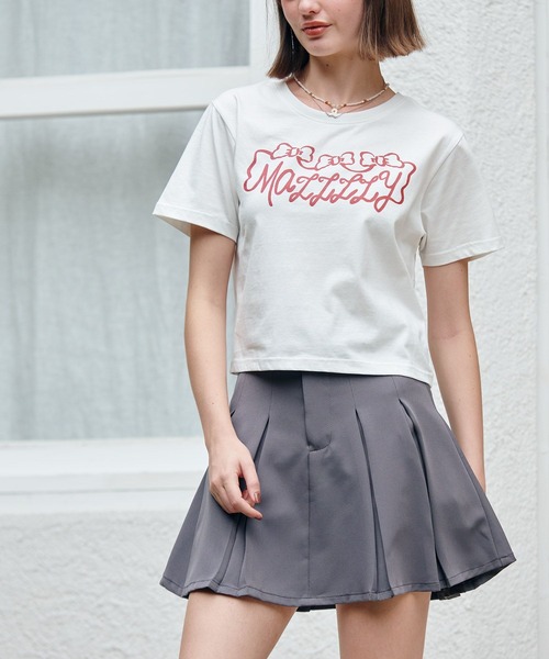 MAZZZZY(マジ―)の「MAZZZZY/リボンロゴT(Tシャツ/カットソー・レディース・ホワイト/ブラック・FREE)」の10枚目の写真