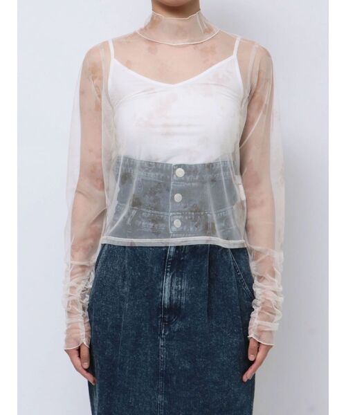 dazzlin（ダズリン）の「フラワーチュールシアートップス（Tシャツ/カットソー・レディース・アイボリー/ネイビー・FREE）」の11枚目の写真