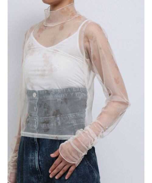 dazzlin（ダズリン）の「フラワーチュールシアートップス（Tシャツ/カットソー・レディース・アイボリー/ネイビー・FREE）」の4枚目の写真