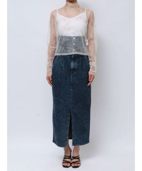 dazzlin（ダズリン）の「フラワーチュールシアートップス（Tシャツ/カットソー・レディース・アイボリー/ネイビー・FREE）」の7枚目の写真