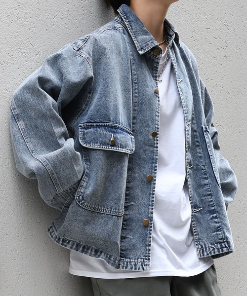 ジャケット・アウター made in japan y.m walk on denime jacket セール】vintage like hard wash denim work jacket/ヴィンテージ
