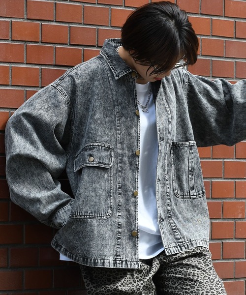 Starting Over（スターティングオーバー）の「vintage like hard wash denim work jacket/ヴィンテージライク ハードウォッシュ デニム ワークジャケット（デニムジャケット・メンズ・ケミカルウォッシュ/ブラック・M/L/XL）」の3枚目の写真