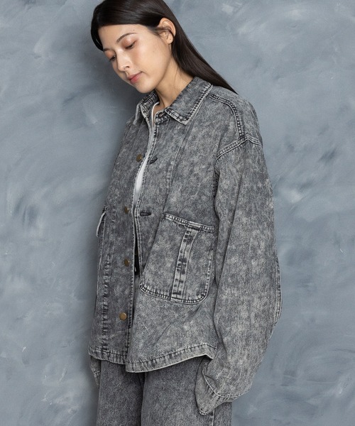 Starting Over（スターティングオーバー）の「vintage like hard wash denim work jacket/ヴィンテージライク ハードウォッシュ デニム ワークジャケット（デニムジャケット・メンズ・ケミカルウォッシュ/ブラック・M/L/XL）」の5枚目の写真