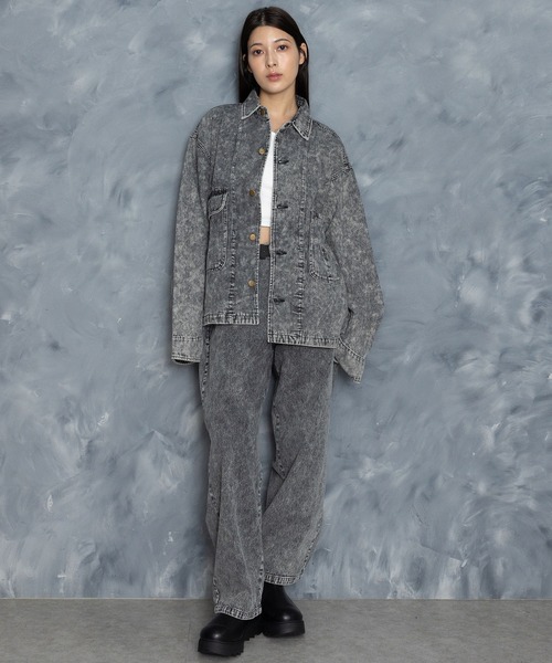 Starting Over（スターティングオーバー）の「vintage like hard wash denim work jacket/ヴィンテージライク ハードウォッシュ デニム ワークジャケット（デニムジャケット・メンズ・ケミカルウォッシュ/ブラック・M/L/XL）」の6枚目の写真