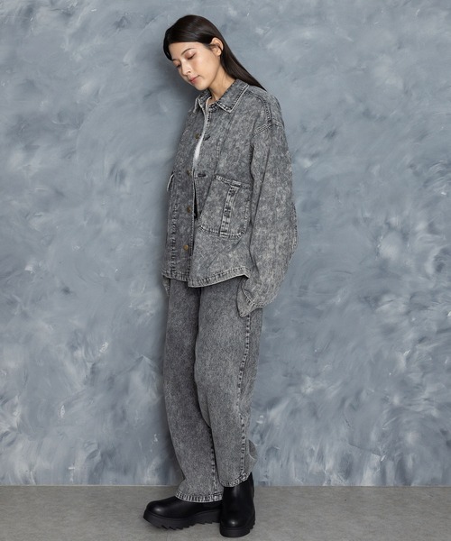 Starting Over（スターティングオーバー）の「vintage like hard wash denim work jacket/ヴィンテージライク ハードウォッシュ デニム ワークジャケット（デニムジャケット・メンズ・ケミカルウォッシュ/ブラック・M/L/XL）」の8枚目の写真