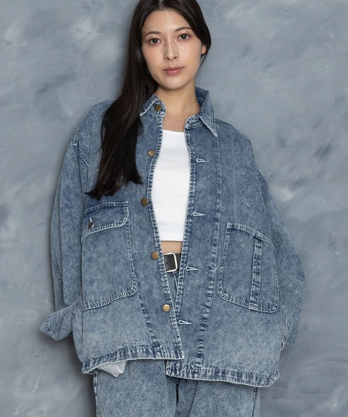 Starting Over（スターティングオーバー）の「vintage like hard wash denim work jacket/ヴィンテージライク ハードウォッシュ デニム ワークジャケット（デニムジャケット・メンズ・ケミカルウォッシュ/ブラック・M/L/XL）」の10枚目の写真