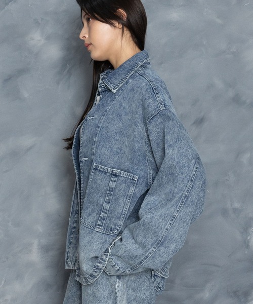 Starting Over（スターティングオーバー）の「vintage like hard wash denim work jacket/ヴィンテージライク ハードウォッシュ デニム ワークジャケット（デニムジャケット・メンズ・ケミカルウォッシュ/ブラック・M/L/XL）」の11枚目の写真