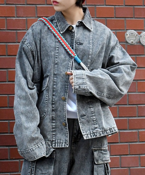 Starting Over（スターティングオーバー）の「vintage like hard wash denim work jacket/ヴィンテージライク ハードウォッシュ デニム ワークジャケット（デニムジャケット・メンズ・ケミカルウォッシュ/ブラック・M/L/XL）」の18枚目の写真