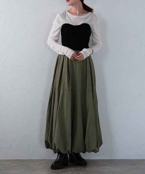 r.（アールドット）の「タフタバルーンスカート（スカート・レディース・アイボリー/ブラック/カーキ/グレー/ブルー・FREE）」の7枚目の写真