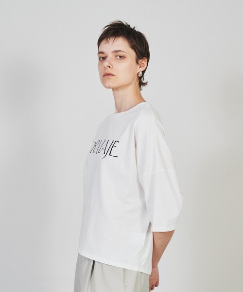 cloenc（クロエンス）の「◆【マシンウォッシュ】FLFORMAJEルーズTシャツ（Tシャツ/カットソー・レディース・ブラック系/ホワイト系3・02）」の5枚目の写真