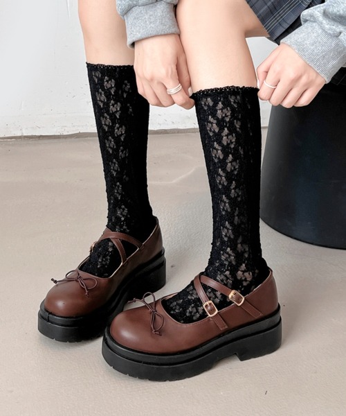 新色追加】軽量厚底 ダブルソール 2WAY ストラップ リボン メリー