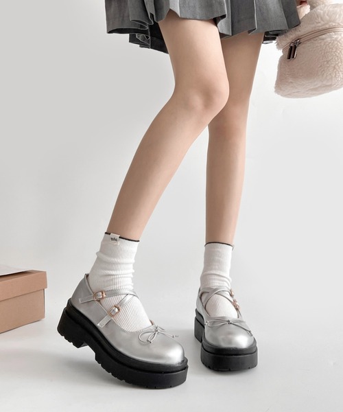 Shoes in Closet(シューズインクローゼット)の「軽量厚底 ダブルソール 2WAY ストラップ リボン メリージェーン 6943(ドレスシューズ・レディース・ブラック系その他/ブラック/シルバー/ダークブラウン/ブラック系8/ブラウン系その他・XS/S/M/L/LL/3L)」の16枚目の写真