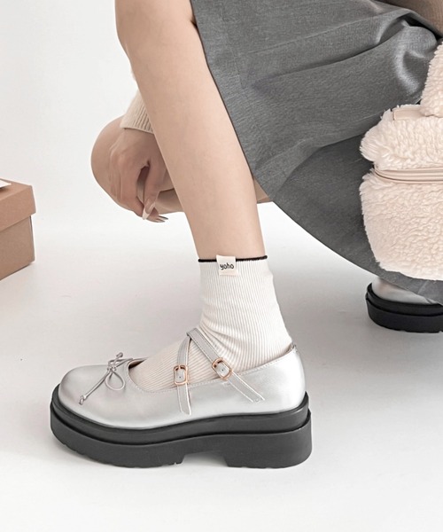 Shoes in Closet(シューズインクローゼット)の「軽量厚底 ダブルソール 2WAY ストラップ リボン メリージェーン 6943(ドレスシューズ・レディース・ブラック系その他/ブラック/シルバー/ダークブラウン/ブラック系8/ブラウン系その他・XS/S/M/L/LL/3L)」の15枚目の写真