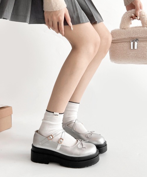 Shoes in Closet(シューズインクローゼット)の「軽量厚底 ダブルソール 2WAY ストラップ リボン メリージェーン 6943(ドレスシューズ・レディース・ブラック系その他/ブラック/シルバー/ダークブラウン/ブラック系8/ブラウン系その他・XS/S/M/L/LL/3L)」の17枚目の写真