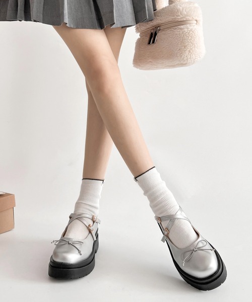 Shoes in Closet(シューズインクローゼット)の「軽量厚底 ダブルソール 2WAY ストラップ リボン メリージェーン 6943(ドレスシューズ・レディース・ブラック系その他/ブラック/シルバー/ダークブラウン/ブラック系8/ブラウン系その他・XS/S/M/L/LL/3L)」の18枚目の写真