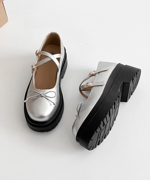 Shoes in Closet(シューズインクローゼット)の「軽量厚底 ダブルソール 2WAY ストラップ リボン メリージェーン 6943(ドレスシューズ・レディース・ブラック系その他/ブラック/シルバー/ダークブラウン/ブラック系8/ブラウン系その他・XS/S/M/L/LL/3L)」の20枚目の写真