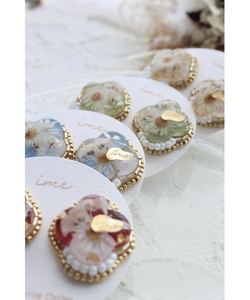 tone（トーン）の「【ime】ﾌﾗﾜｰ＆刺繍ﾋﾞｰｽﾞﾋﾟｱｽ(MA)（ピアス（両耳用）・レディース・ブルー/レッド/イエロー/グリーン・FREE）」の11枚目の写真