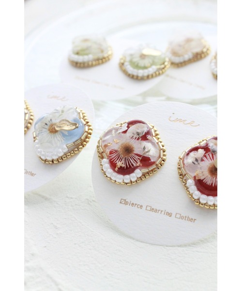 tone（トーン）の「【ime】ﾌﾗﾜｰ＆刺繍ﾋﾞｰｽﾞﾋﾟｱｽ(MA)（ピアス（両耳用）・レディース・ブルー/レッド/イエロー/グリーン・FREE）」の10枚目の写真