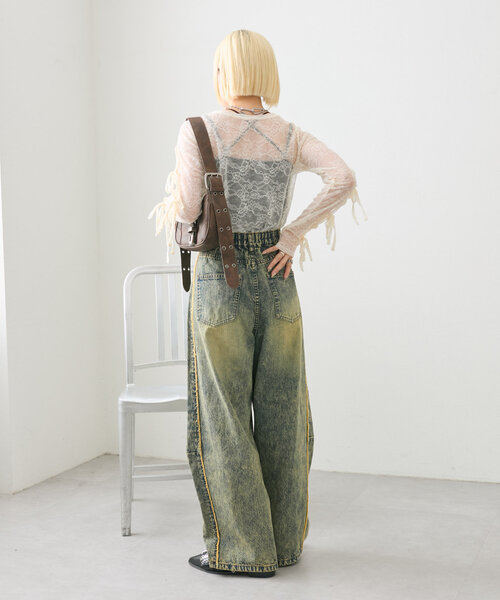 w closet(ダブルクローゼット)の「サイドリボンレースプルオーバー(Tシャツ/カットソー・レディース・アイボリー/ブラック/オフホワイト・FREE)」の12枚目の写真