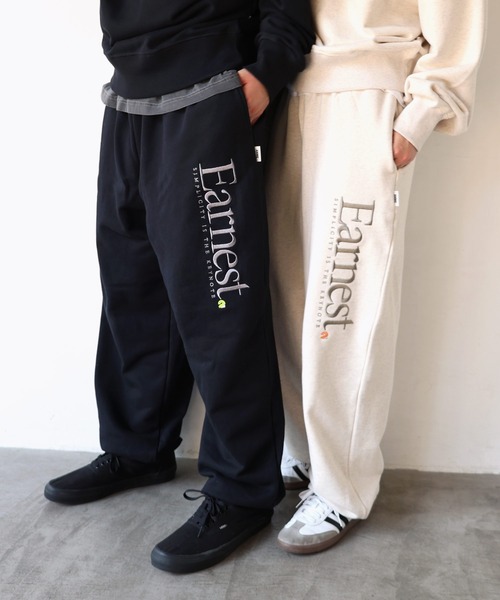 ANME（アンメ）の「Earnestエンブロイダリー裏毛スウェットパンツ（スウェットパンツ・レディース・ブラック/アイボリー/オートミール/ネイビー/杢グレー・XL/L/XXL/M）」の3枚目の写真