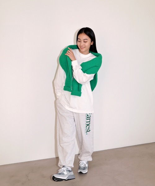 ANME（アンメ）の「Earnestエンブロイダリー裏毛スウェットパンツ（スウェットパンツ・レディース・ブラック/アイボリー/オートミール/ネイビー/杢グレー・XL/L/XXL/M）」の15枚目の写真