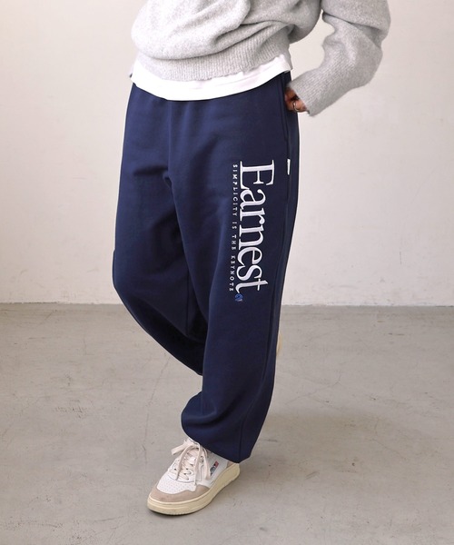 ANME（アンメ）の「Earnestエンブロイダリー裏毛スウェットパンツ（スウェットパンツ・レディース・ブラック/アイボリー/オートミール/ネイビー/杢グレー・XL/L/XXL/M）」の8枚目の写真