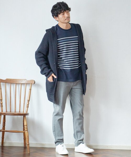 ikka（イッカ）の「ダブルジャカードボーダーロンT（Tシャツ/カットソー・メンズ・オフホワイト/ブルー/ブラック/ネイビー・M/L/XL/S）」の10枚目の写真