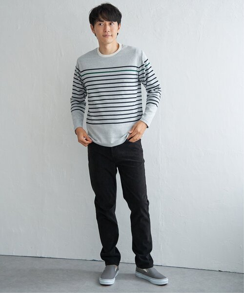 ikka（イッカ）の「ダブルジャカードボーダーロンT（Tシャツ/カットソー・メンズ・オフホワイト/ブルー/ブラック/ネイビー・M/L/XL/S）」の15枚目の写真