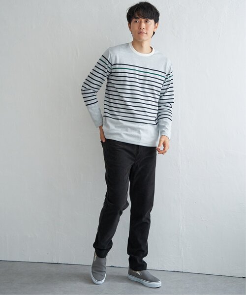 ikka（イッカ）の「ダブルジャカードボーダーロンT（Tシャツ/カットソー・メンズ・オフホワイト/ブルー/ブラック/ネイビー・M/L/XL/S）」の16枚目の写真