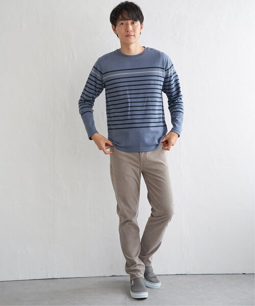 ikka（イッカ）の「ダブルジャカードボーダーロンT（Tシャツ/カットソー・メンズ・オフホワイト/ブルー/ブラック/ネイビー・M/L/XL/S）」の19枚目の写真