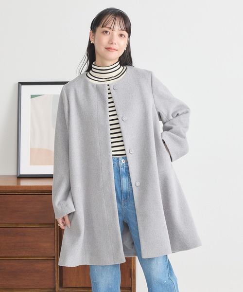 earth music&ecology（アースミュージックアンドエコロジー）の「ファーカフスノーカラーコート（ノーカラーコート・レディース・杢グレー/アイボリー/ブラック・S/M）」の20枚目の写真