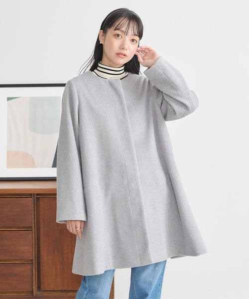 earth music&ecology（アースミュージックアンドエコロジー）の「ファーカフスノーカラーコート（ノーカラーコート・レディース・杢グレー/アイボリー/ブラック・S/M）」の21枚目の写真