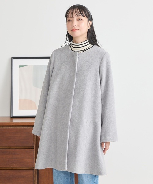 earth music&ecology（アースミュージックアンドエコロジー）の「ファーカフスノーカラーコート（ノーカラーコート・レディース・杢グレー/アイボリー/ブラック・S/M）」の22枚目の写真