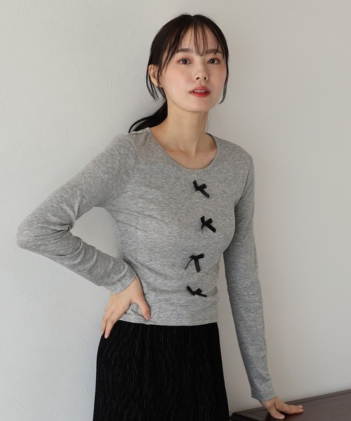 BLUEEAST(ブルーイースト)の「リボン付きカットソー(Tシャツ/カットソー・レディース・ブラック/グレー/ホワイト・MEDIUM)」の16枚目の写真