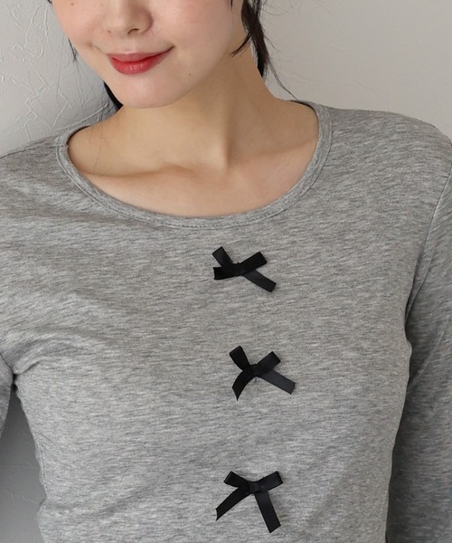 BLUEEAST(ブルーイースト)の「リボン付きカットソー(Tシャツ/カットソー・レディース・ブラック/グレー/ホワイト・MEDIUM)」の19枚目の写真