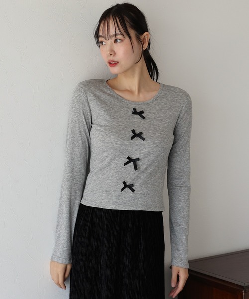 BLUEEAST(ブルーイースト)の「リボン付きカットソー(Tシャツ/カットソー・レディース・ブラック/グレー/ホワイト・MEDIUM)」の18枚目の写真