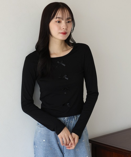 BLUEEAST(ブルーイースト)の「リボン付きカットソー(Tシャツ/カットソー・レディース・ブラック/グレー/ホワイト・MEDIUM)」の13枚目の写真