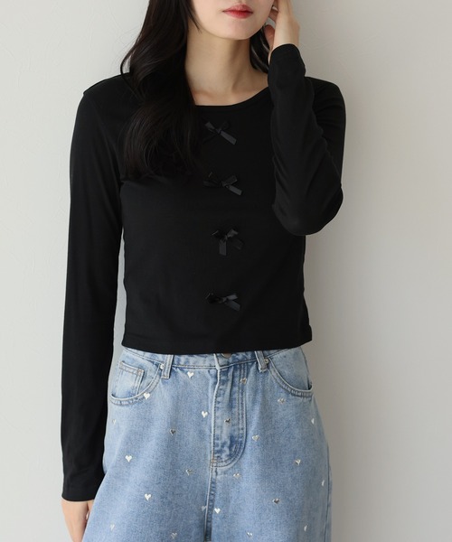 BLUEEAST(ブルーイースト)の「リボン付きカットソー(Tシャツ/カットソー・レディース・ブラック/グレー/ホワイト・MEDIUM)」の11枚目の写真