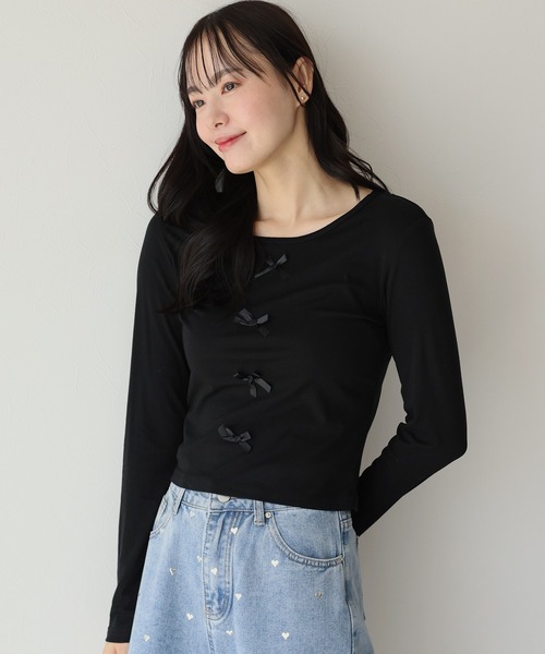 BLUEEAST(ブルーイースト)の「リボン付きカットソー(Tシャツ/カットソー・レディース・ブラック/グレー/ホワイト・MEDIUM)」の12枚目の写真